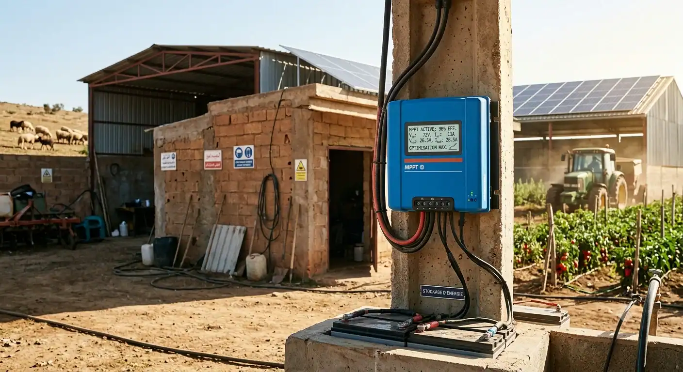 Comparison diagram of three solar pump controller types: PWM (basic, 70‑85% efficient), MPPT (advanced, 95‑99% efficient), and VFD (for AC pumps, variable speed control) with use cases for each.