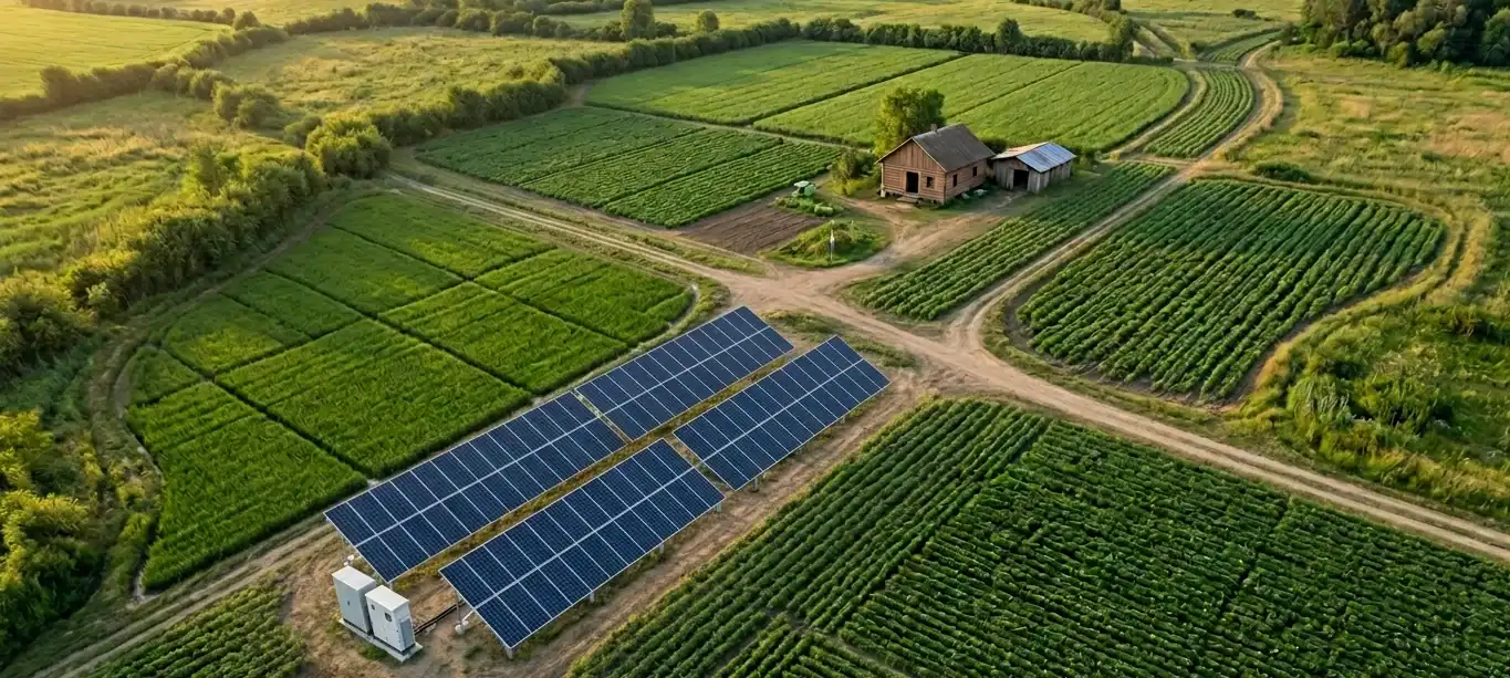 Comparison infographic showing a diesel pump retrofitted to solar: existing pump kept, diesel generator replaced with solar panels and a VFD/inverter, with fuel cost savings highlighted.